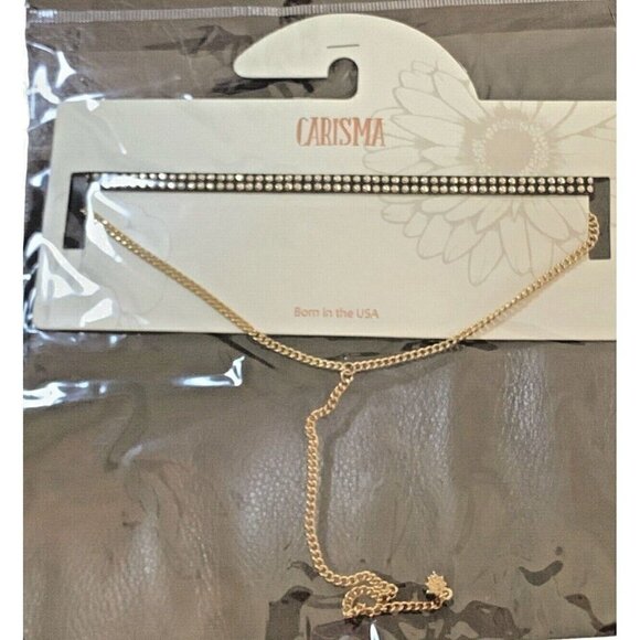 Carisma Layered Necklace Set Black Studded Choker Gold Chain Stone Pendant - Picture 5 of 9